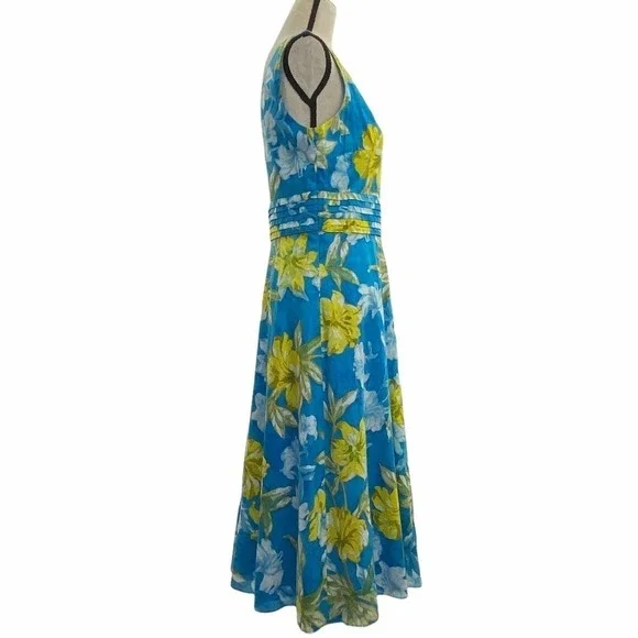 CYNTHIA Howie Blue Green Floral Sleeveless Dress - Picture 4 of 11